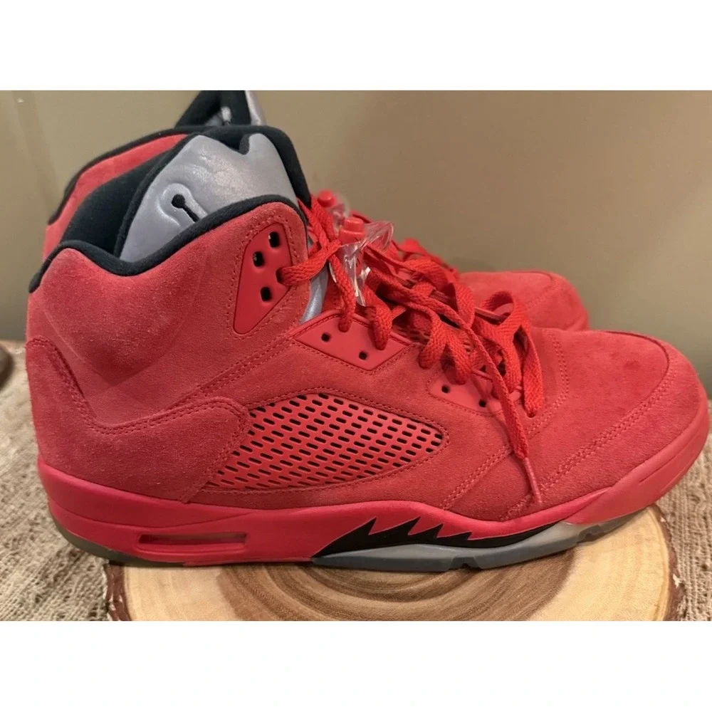 Size 13 - Air Jordan 5 Retro Red Suede Black Leather (136027-602) VGUC‎